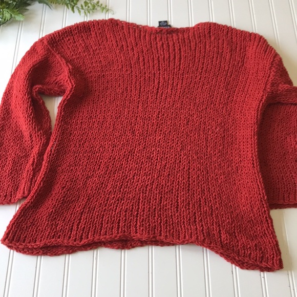 Eileen Fisher knit sweater top orange red - Picture 6 of 6